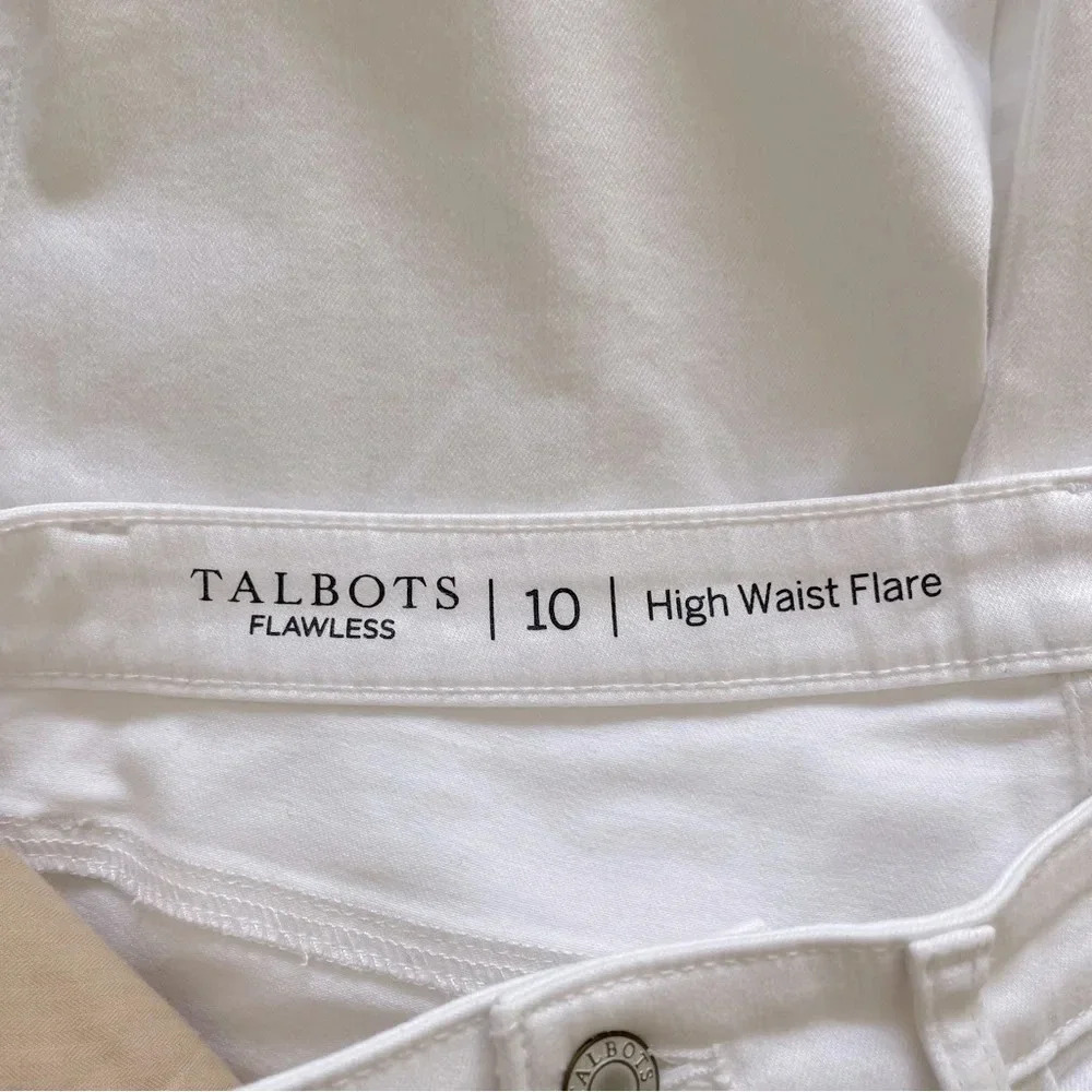 Talbots High Rise Flare Jeans - White summer denim work wear Size 10 - Picture 8 of 11